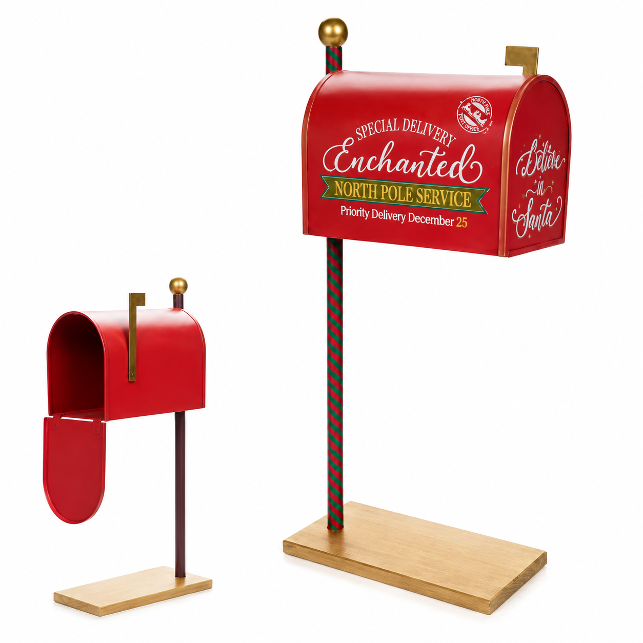 Caixa de Correios Natal Decorativa em Metal Colorido
