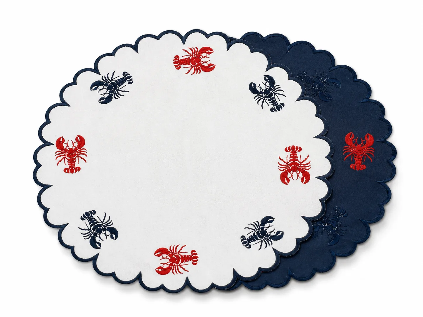 Jogo Americano Lagosta Redondo Vermelho e Azul 44 x 44cm