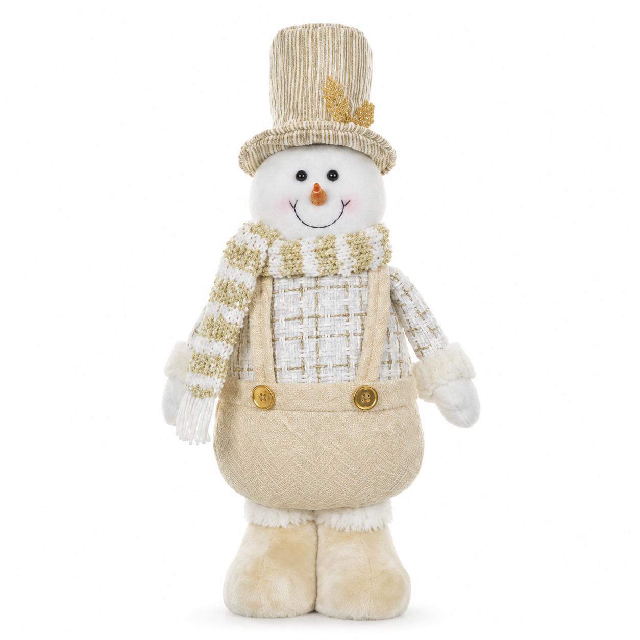 Boneco de Neve Natal em Pé Champanhe 32 cm