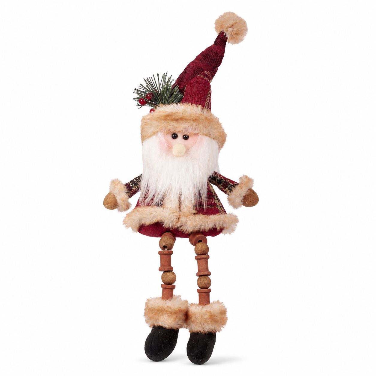 Enfeite Natal Papai Noel Pendurar Vermelho Xadrez 36 x 16 cm