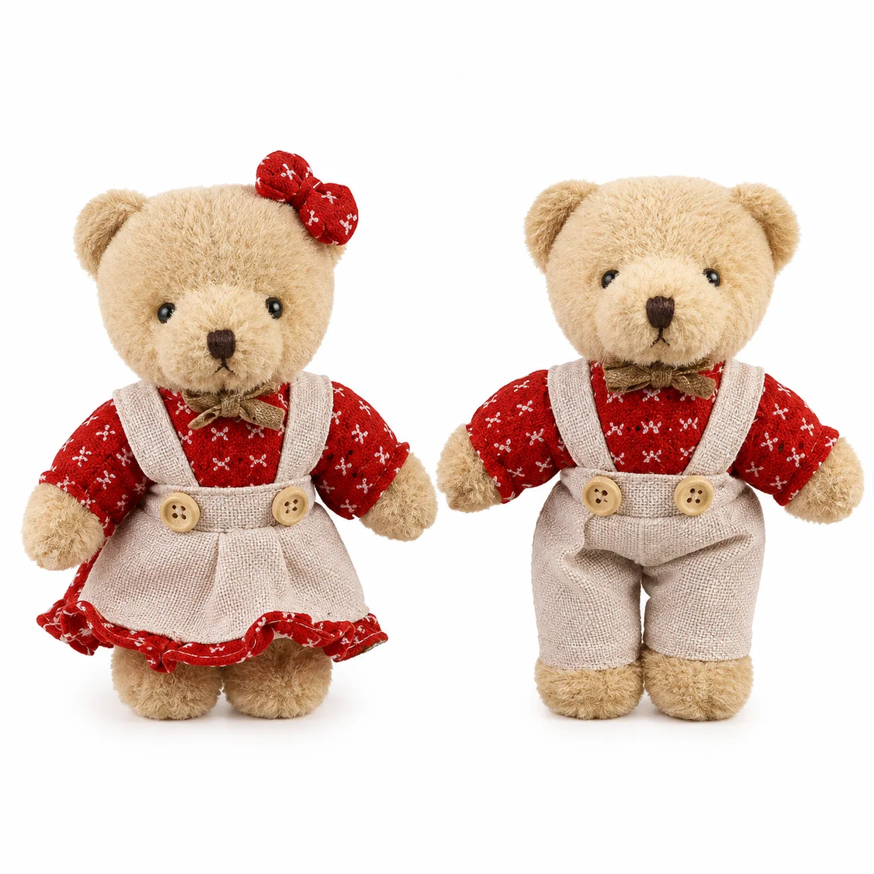 Enfeite Natal Urso para Pendurar Vermelho Cinza Com 01 Unidade 11 cm