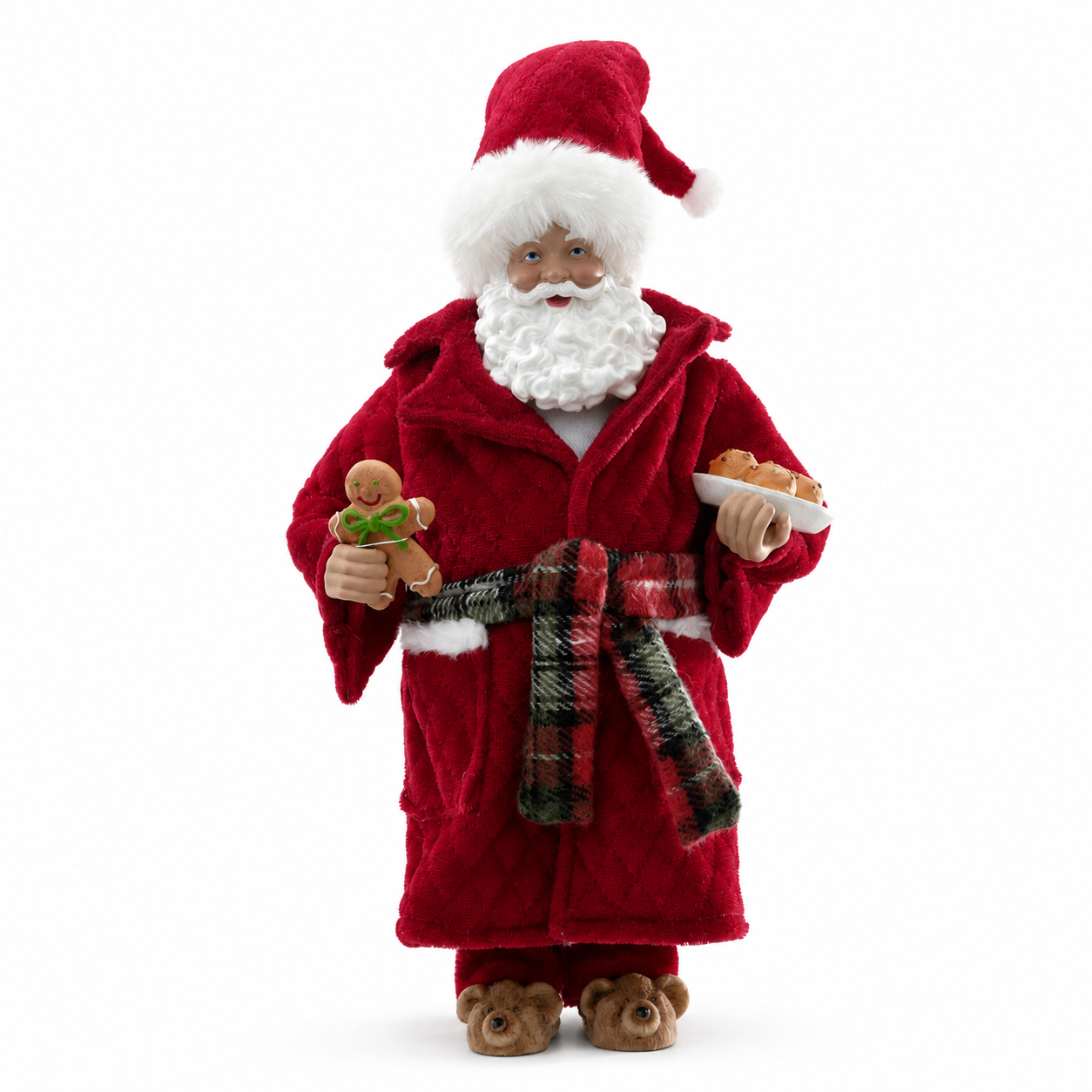 Resina Natal Papai Noel Pijama Vermelho 30 cm
