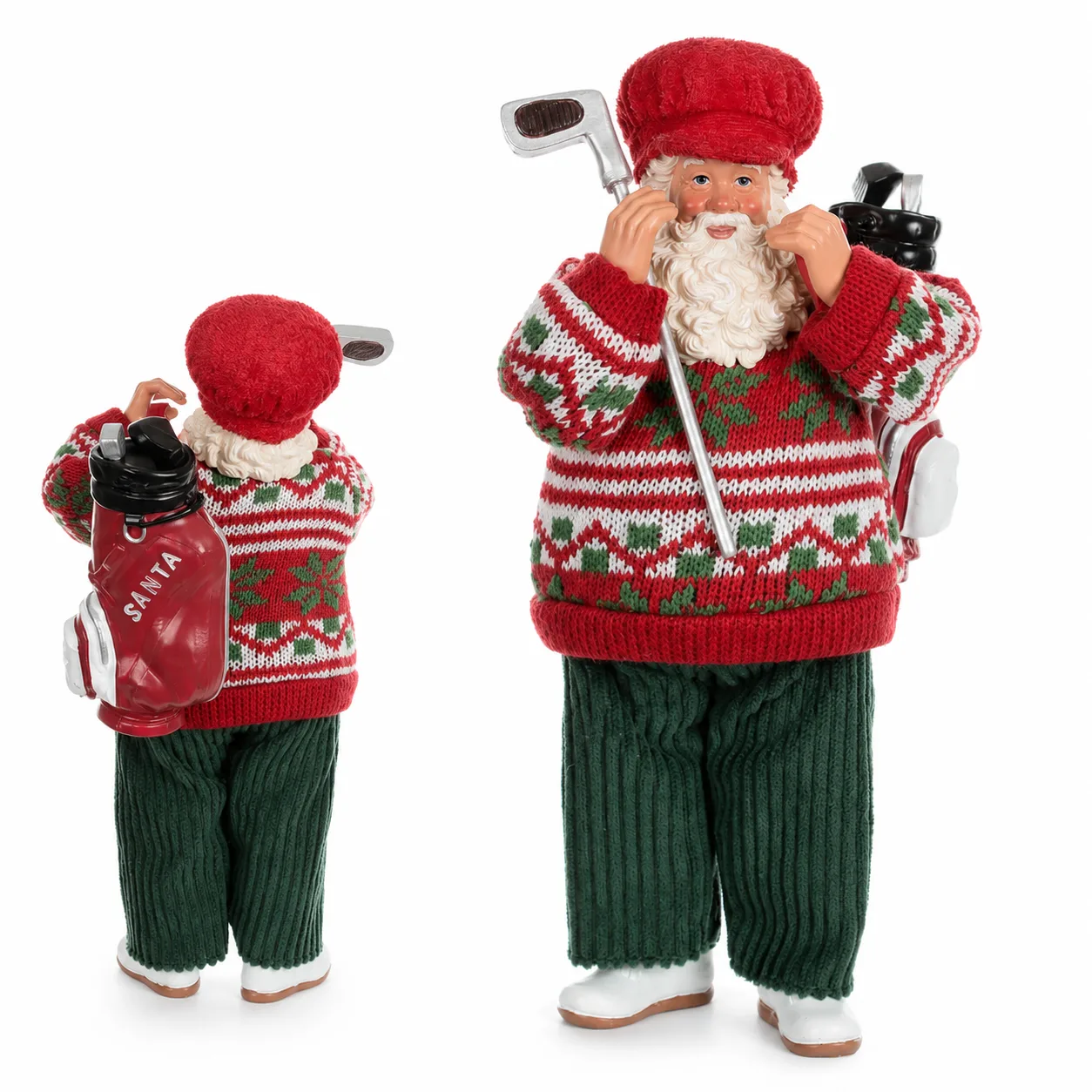 Resina Natal Papai Noel Golfista Colorido 27.5 cm