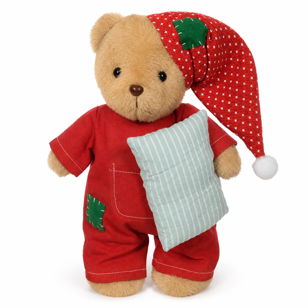 Enfeite Natal Decorativo Urso Vermelho Verde 32 cm