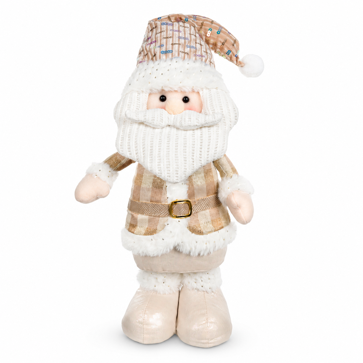 Boneco Natal Papai Noel em Pé Champanhe 36 cm