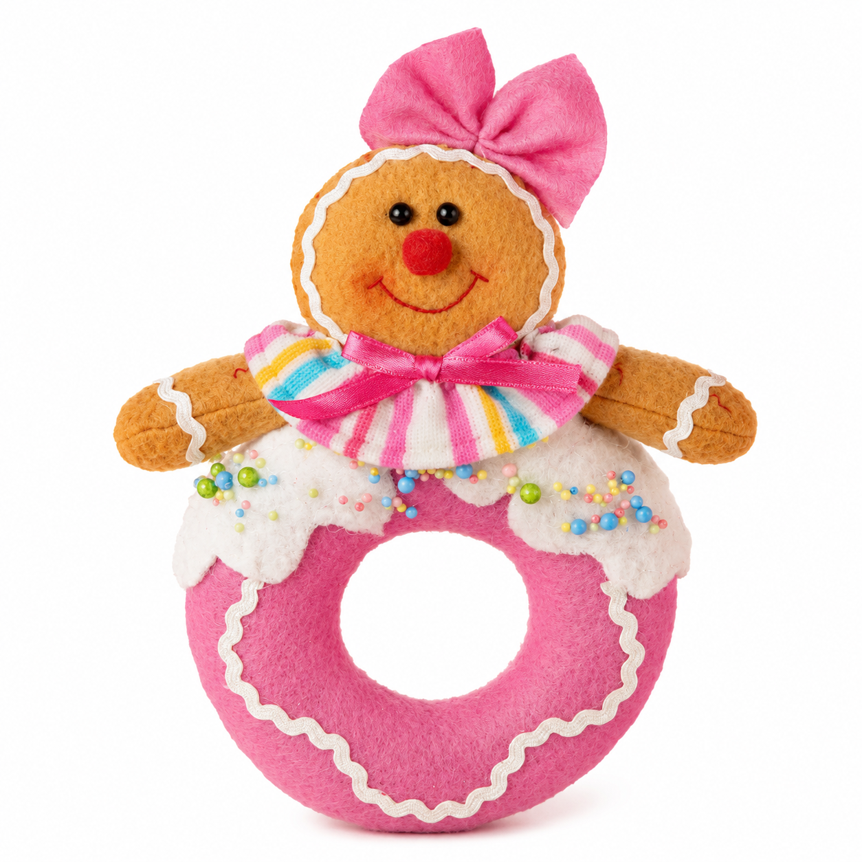 Boneco Gingerbread Menina Pendurar Rosa Verde 21 cm