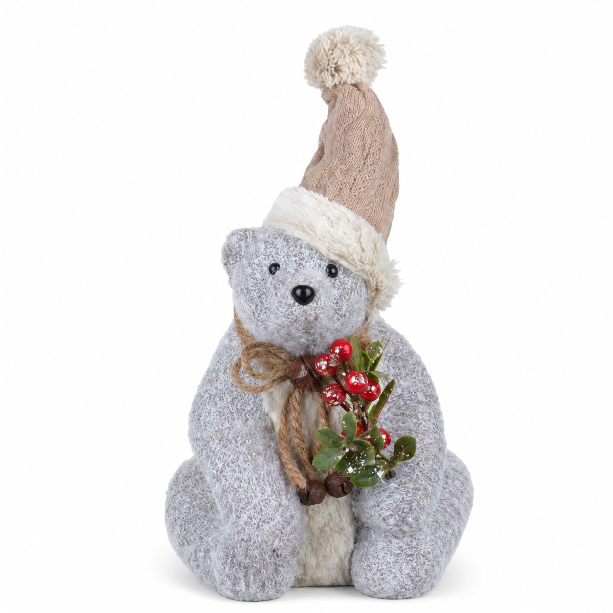 Urso Natal Sentado Bege 28 x 18 x 18 cm