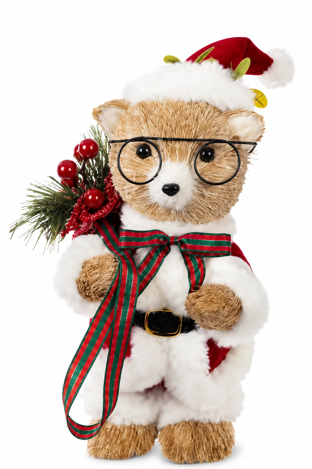Urso Natalino em Pé Palha Vermelha 26 x 17 cm