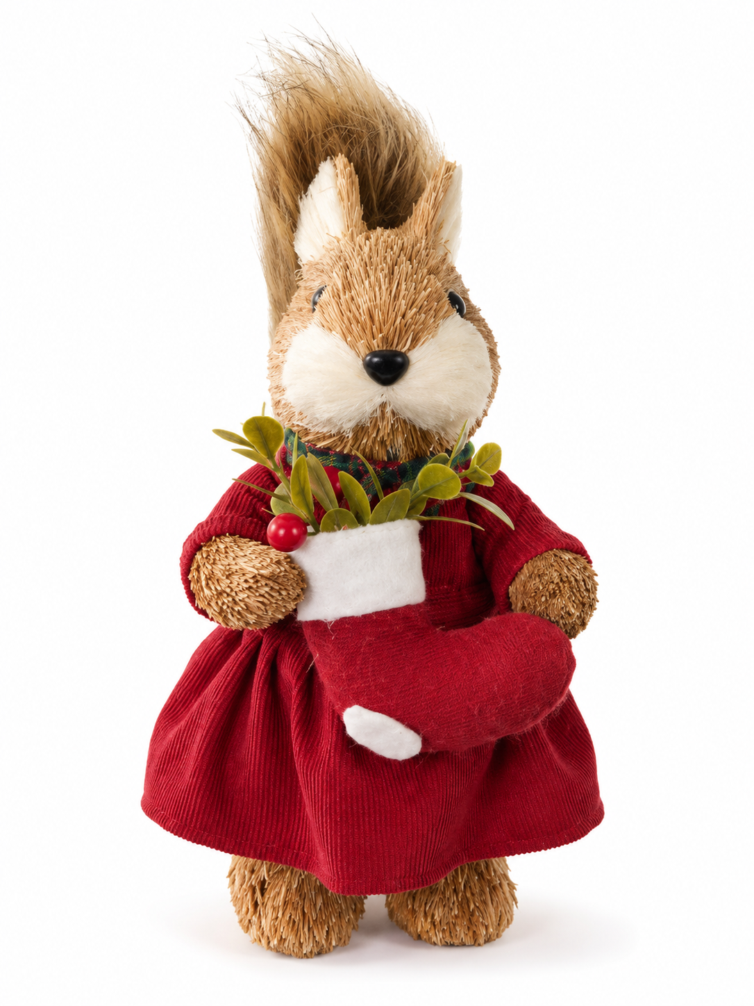 Esquilo Natal Menina em Pé Vermelho 23 x 11 cm
