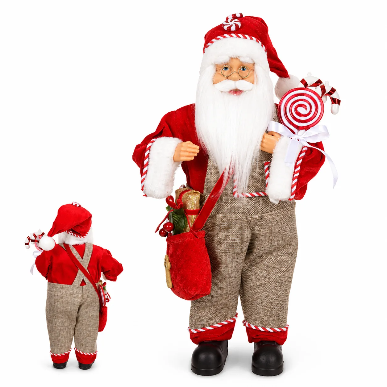 Papai Noel Natal em Pé Vermelho Bege 80 cm