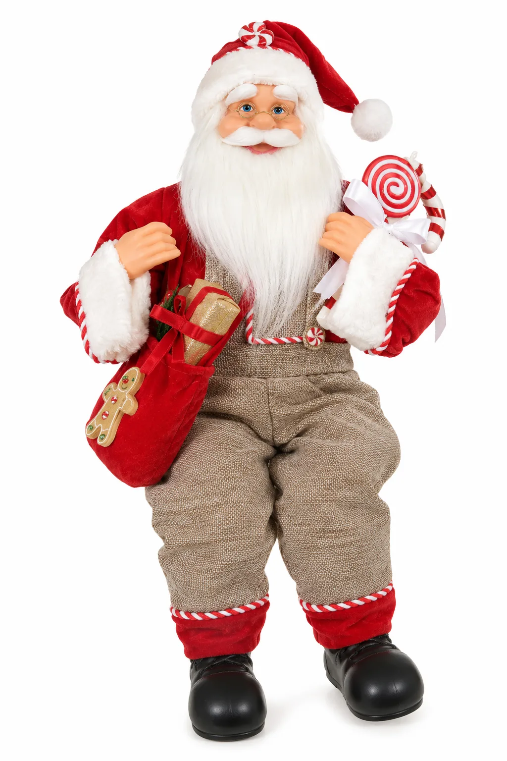 Papai Noel Natal Sentado Vermelho Bege 60cm