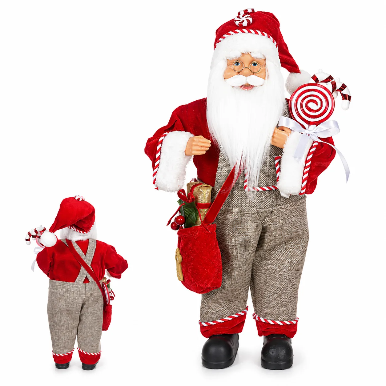 Papai Noel Natal em Pé Vermelho Bege 60cm