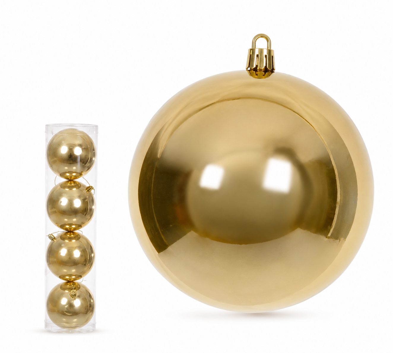 Bola Perolada Dourada em Tubo com 9 Unidades 6 cm