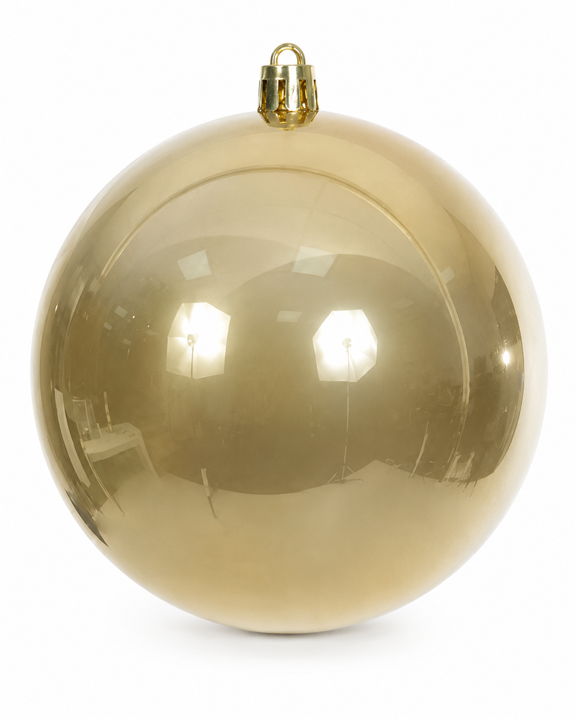 Bola Decorativa Natal Perolada Tubo Dourado 1 Undade 12 cm