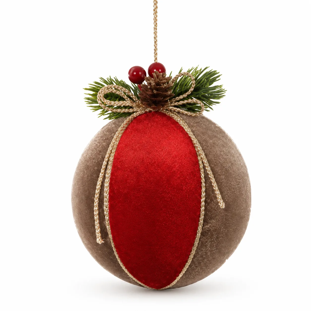 Bola Decorativa Natal Vermelho Marrom 10 cm