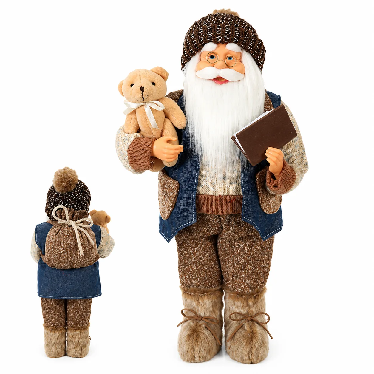 Papai Noel Natal Azul Bege 80 cm