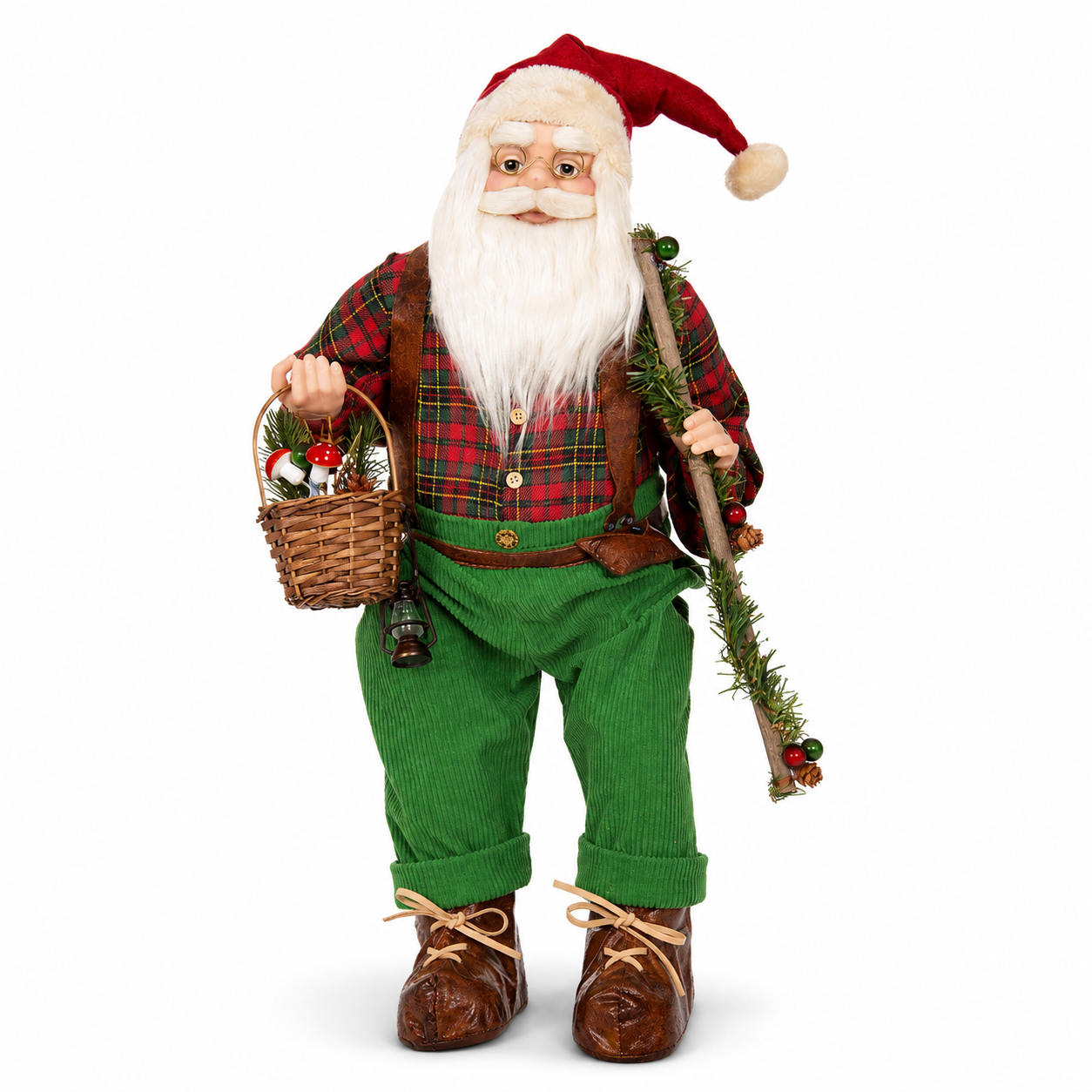 Papai Noel Natal Sentado Vermelho Verde 60 cm
