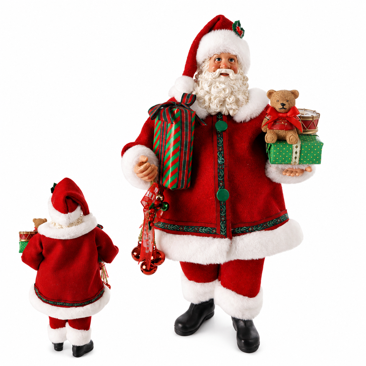 Resina Natal Papai Noel Vermelho Verde 28 cm