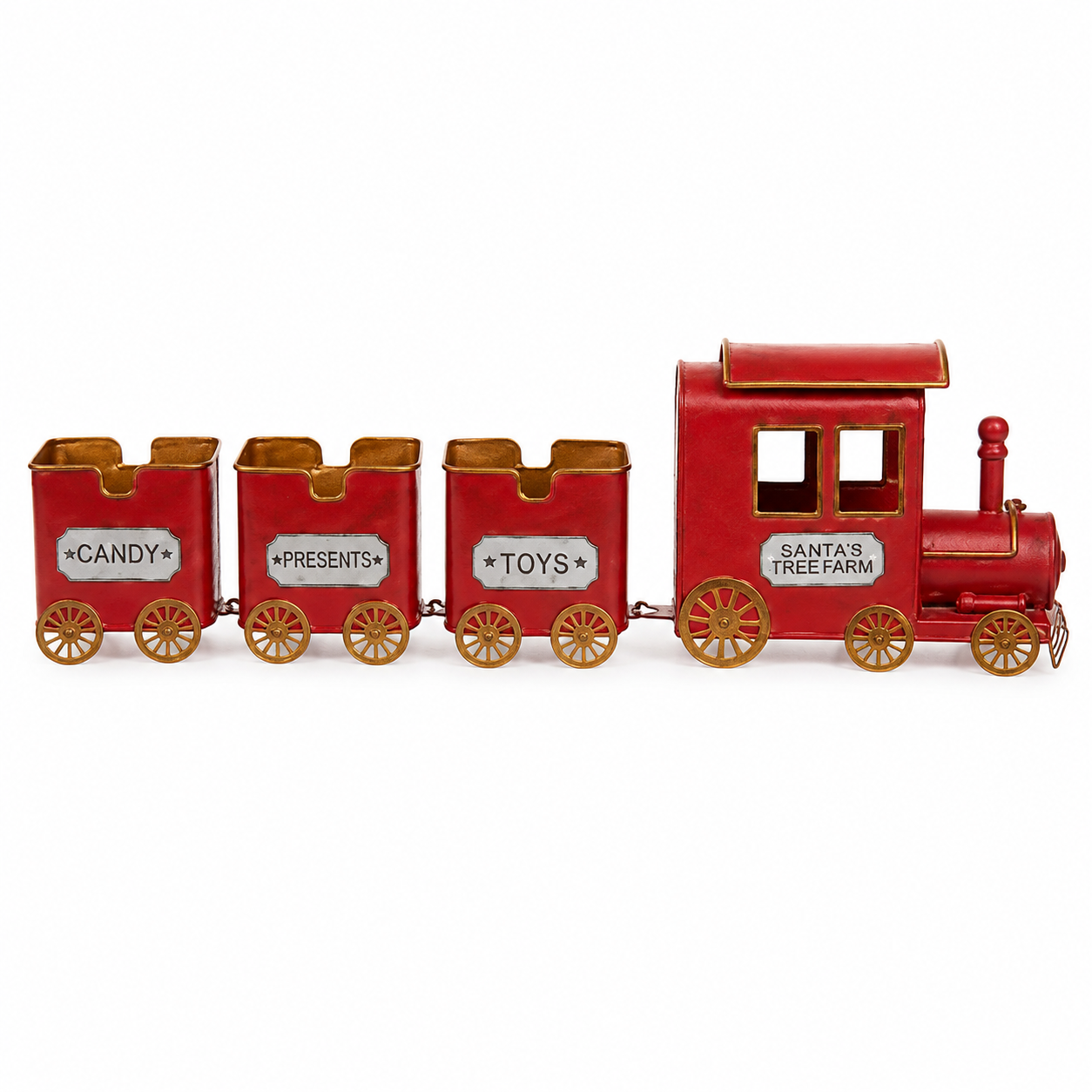 Natal Trem Metal Decorativo Vermelho Branco 17.5 X 54 X 9.5 cm