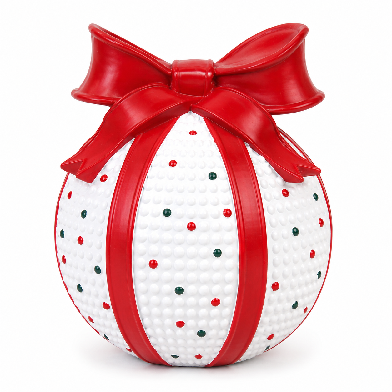 Bola Natal em Resina Branco e Vermelho 15.2 X 12.8 cm