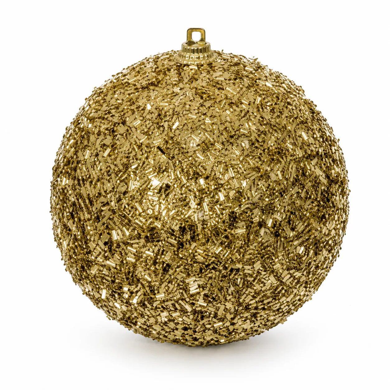 Bola Decorativa Natal Glitter Dourado 2 Unidades 10 cm
