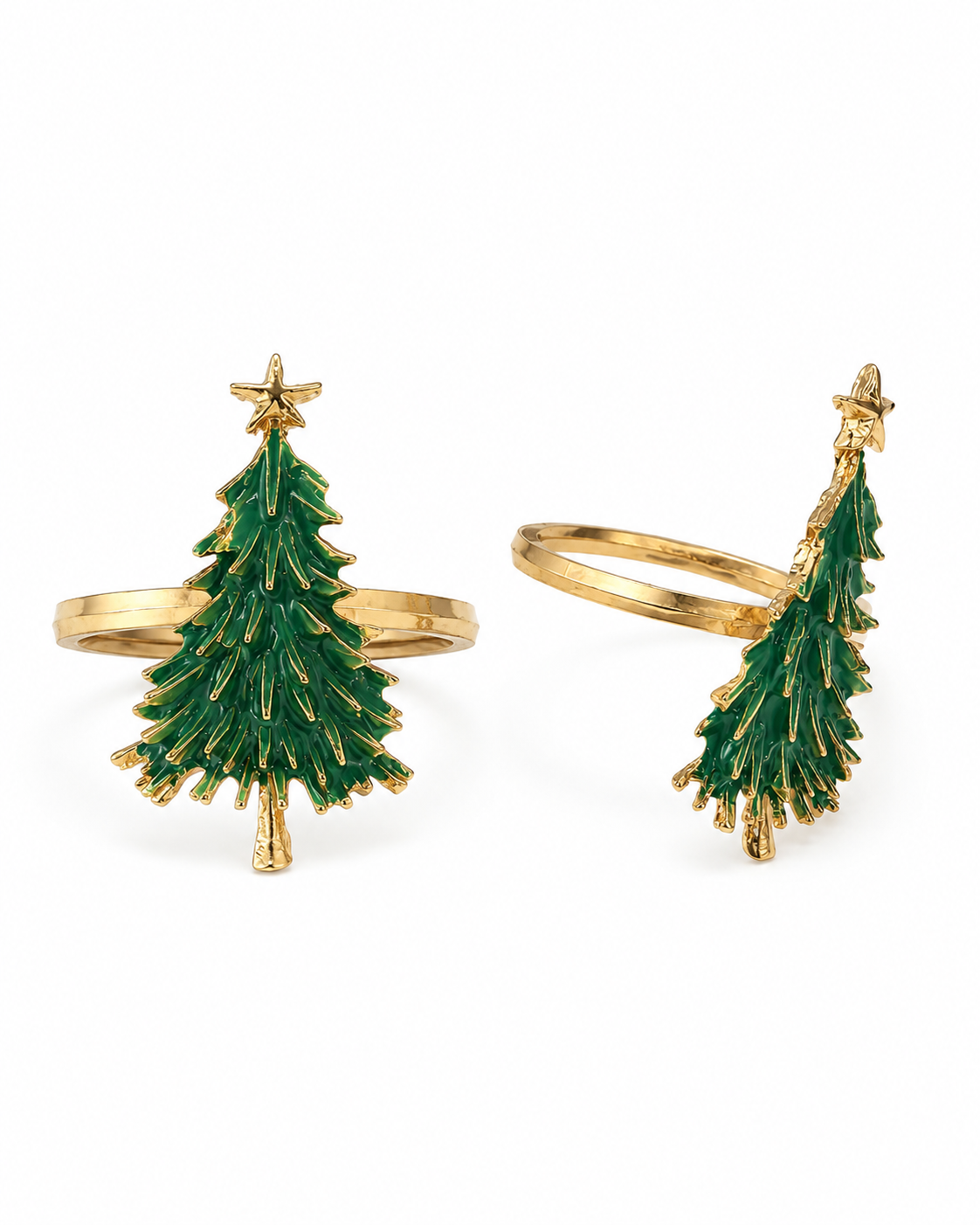 Argola para Guardanapo Árvore Natal Verde Vermelho 4 cm Jogo com 04 Peças