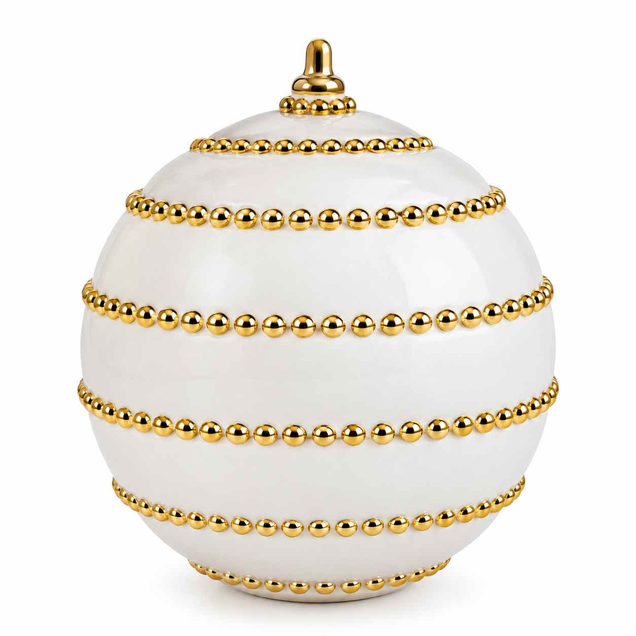Bola Decorada Natal Branco Dourado com 3 Undades 10 cm