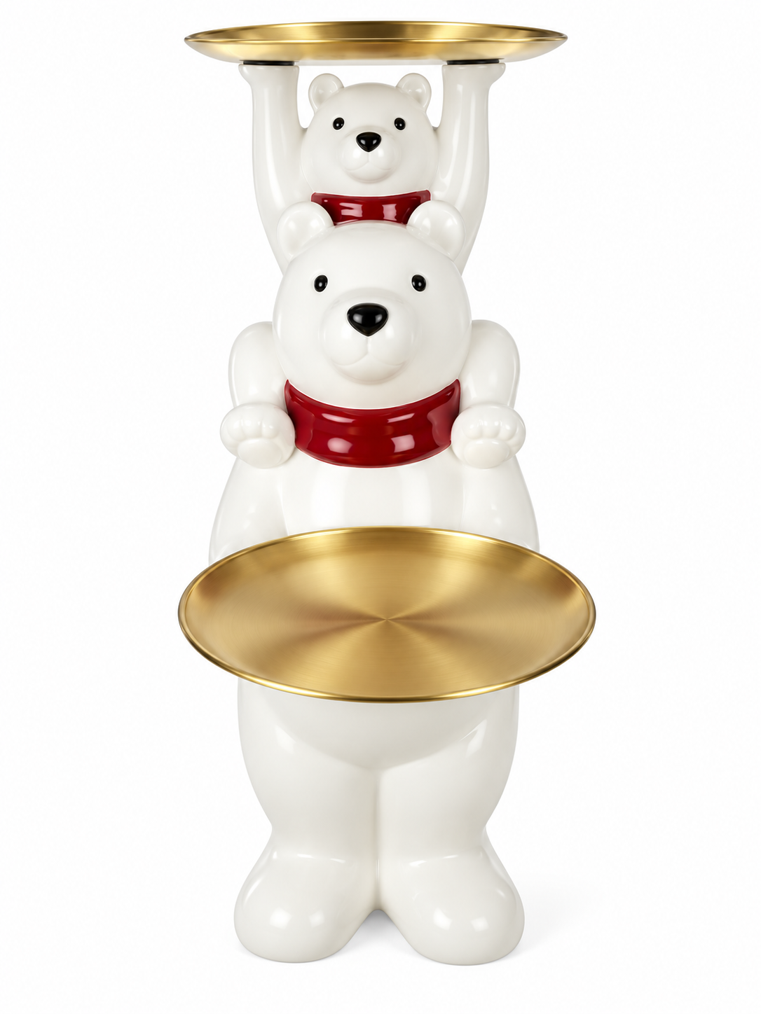 Resina Natal Urso com Suporte Branco 78 cm