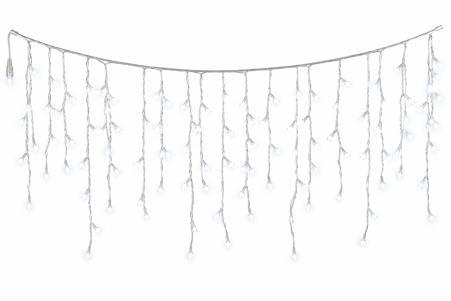 Cascata 400 LEDs Uso Externo Fio PVC Macho Fêmea Strobo 220V 50 cm x 25 m