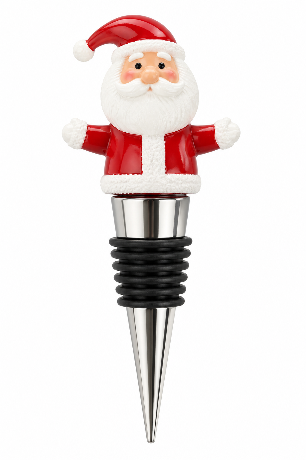 Rolha Vinho Papai Noel Vermelho Branco 12 cm