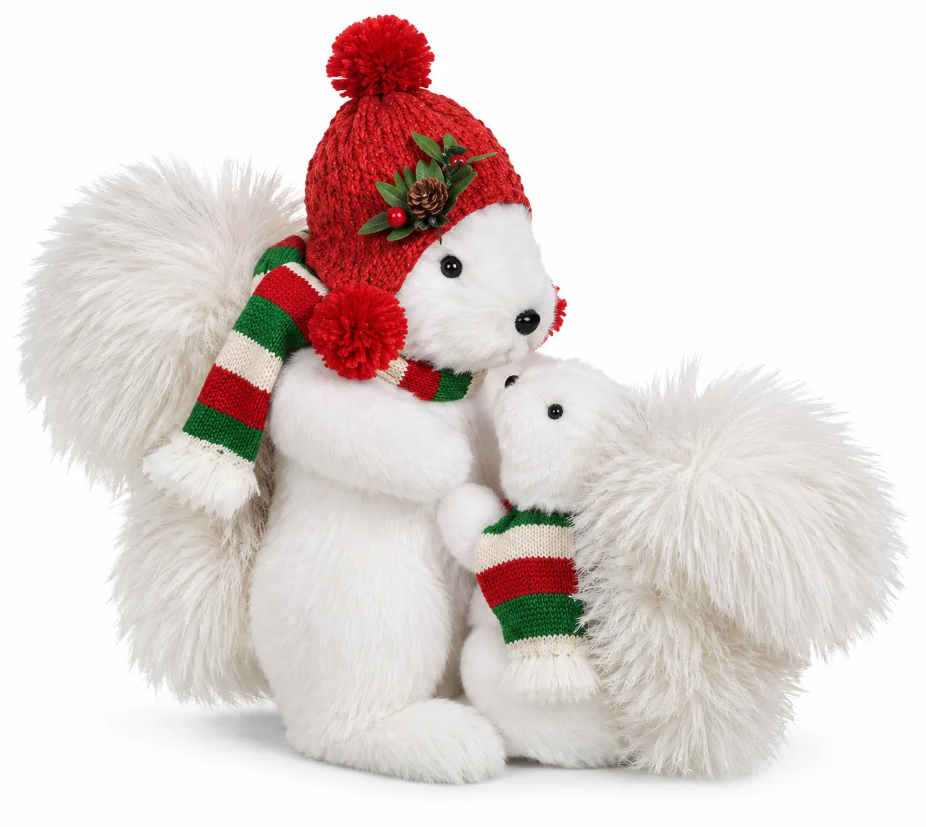 Esquilo Natal Pai e Filho Vermelho Verde 40 x 16 x 34 cm