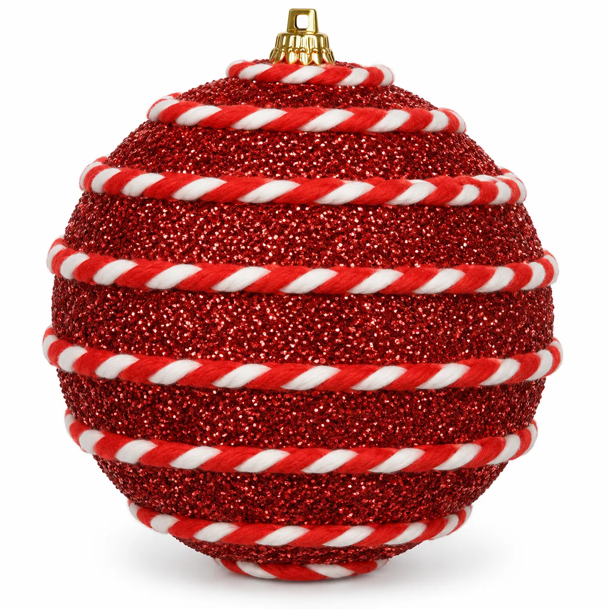Bola Decorativa Natal Vermelho Branco 2 Unidades 10 cm