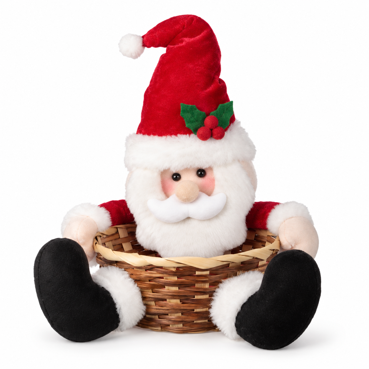 Cesta Natalina Papai Noel Vermelho Branco 30 x 23 cm