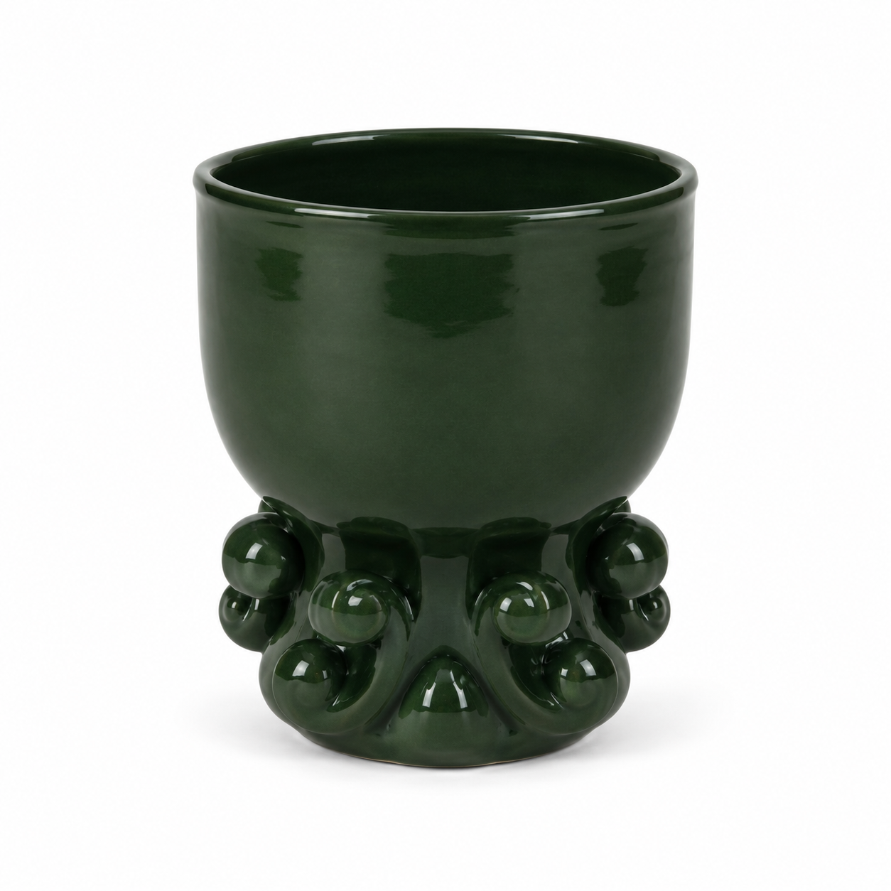 Vaso Decorativo em Cerâmica Detalhes Esfera Verde 21 X 21 X 26 cm