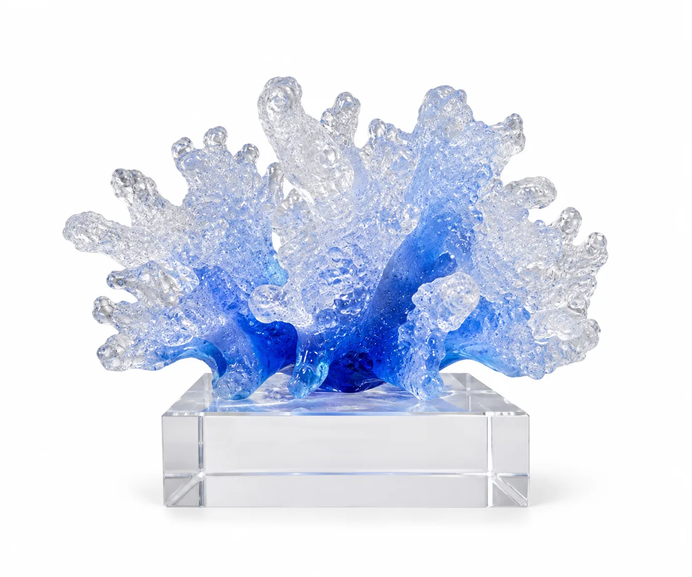 Coral Decorativo em Cristal Azul 13 X 17 X 16 cm