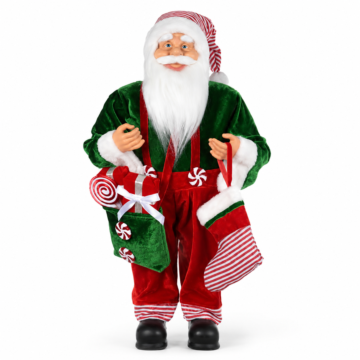 Papai Noel Natalino em Pé Verde Vermelho