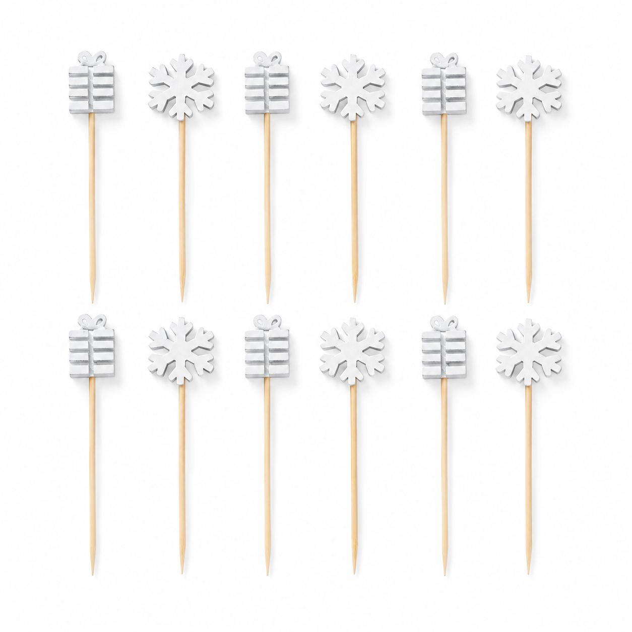 Palito para Aperitivo Floco Neve Branco Jogo com 20 Peças