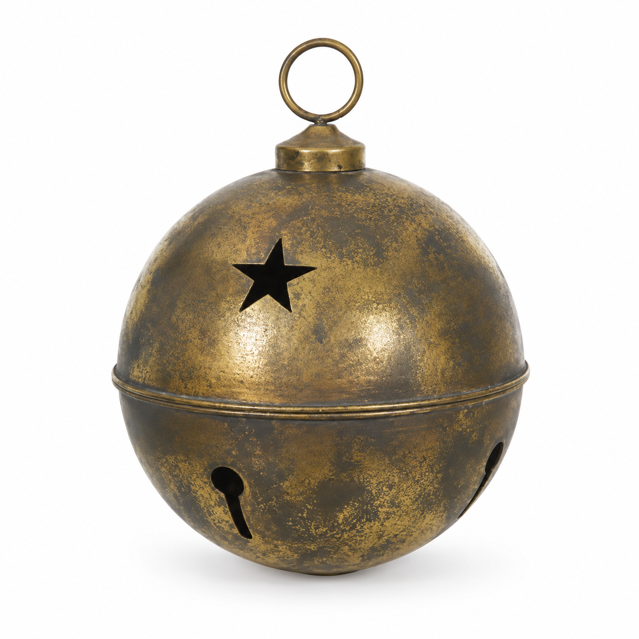Sino Decorativo de Natal em Metal Dourado Antigo