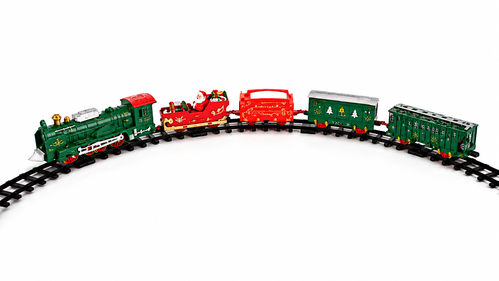 Trem Decorativo com LED, Som, Movimento e Fumaça Colorido Kit com 30 Peças
