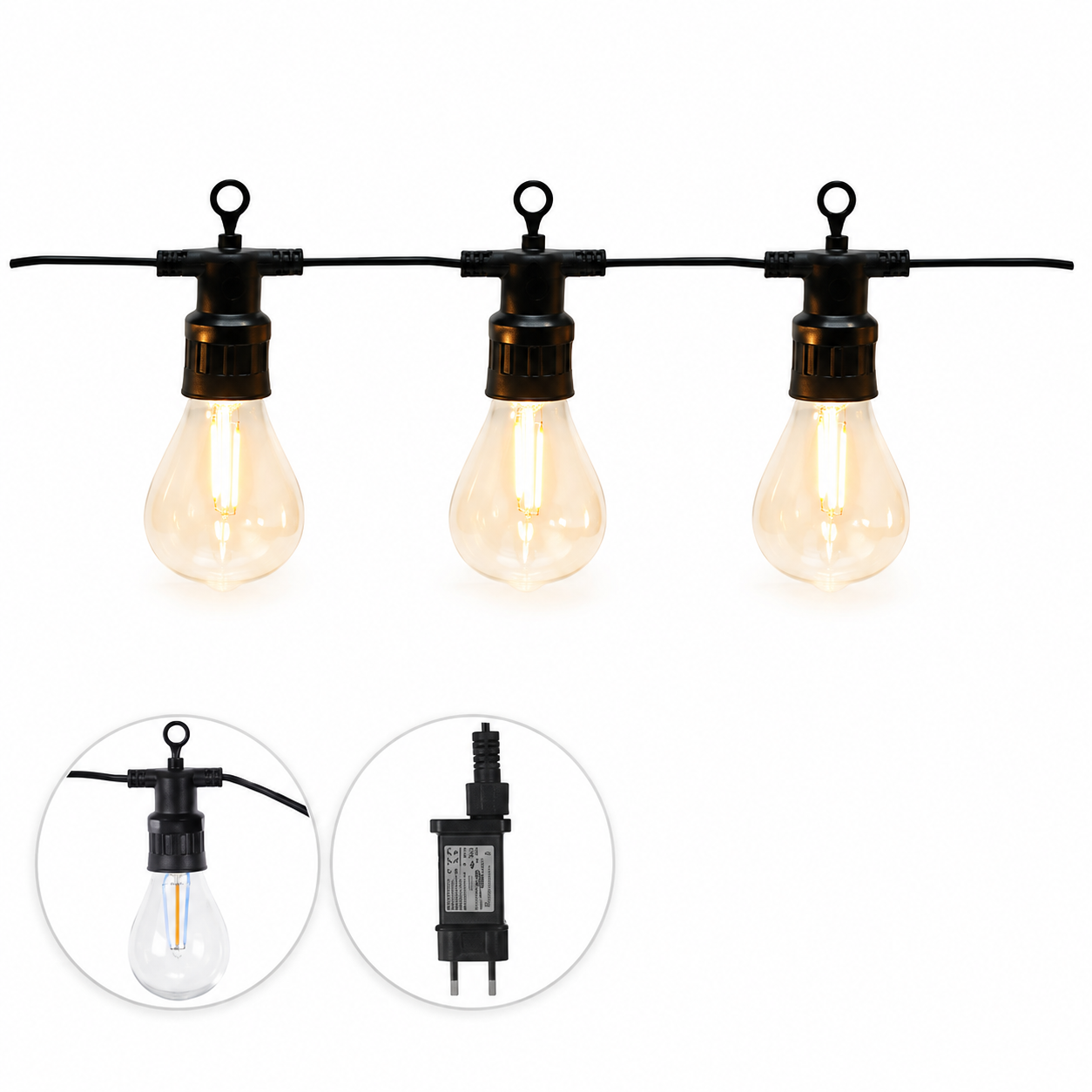 Gambiarra Outdoor com 10 Lâmpadas Macho e Fêmea Bivolt Branco Quente