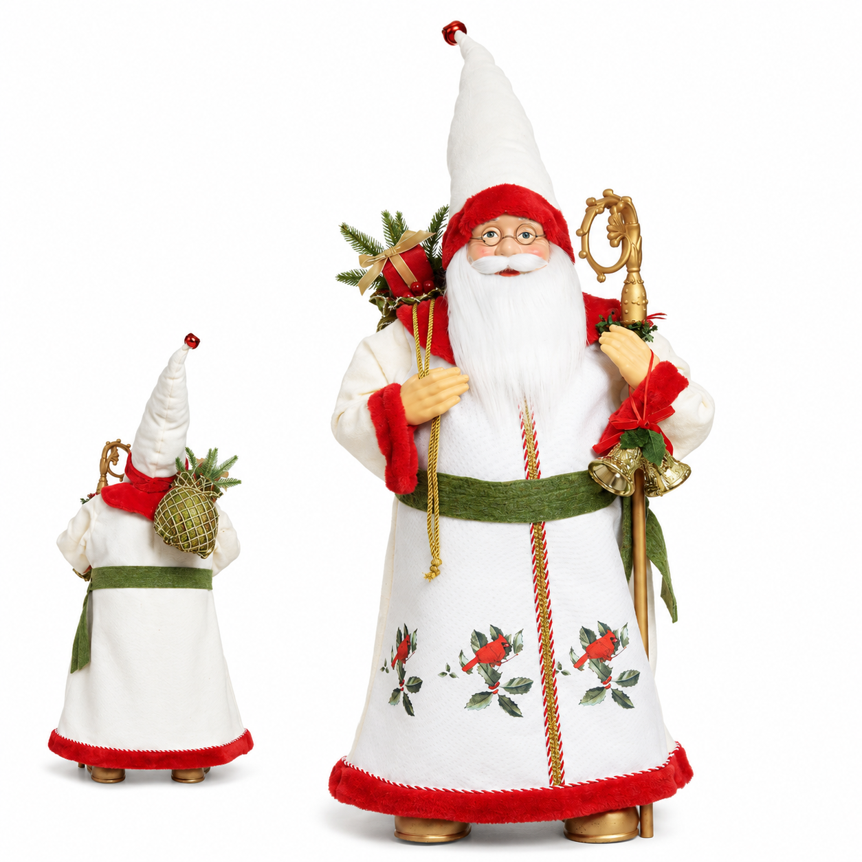 Papai Noel Natalino em Pé Bege Vermelho