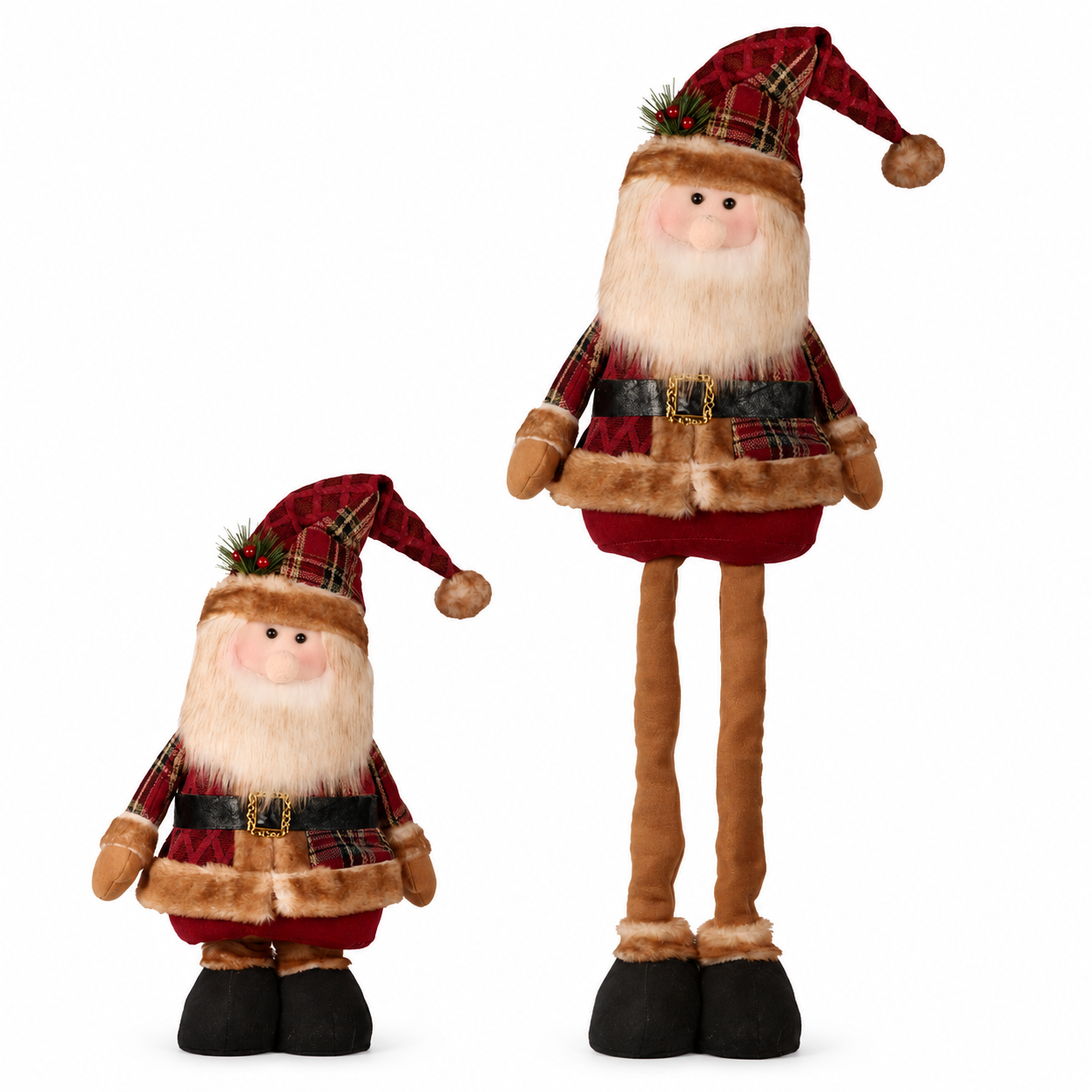 Boneco Natal Papai Noel em Pé Vermelho Xadrez 1 m x 36 cm