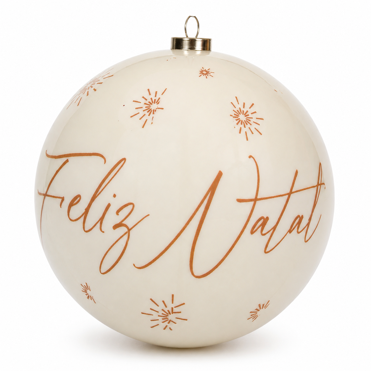Bola Decorada Natal Palavras Dourada 10 cm