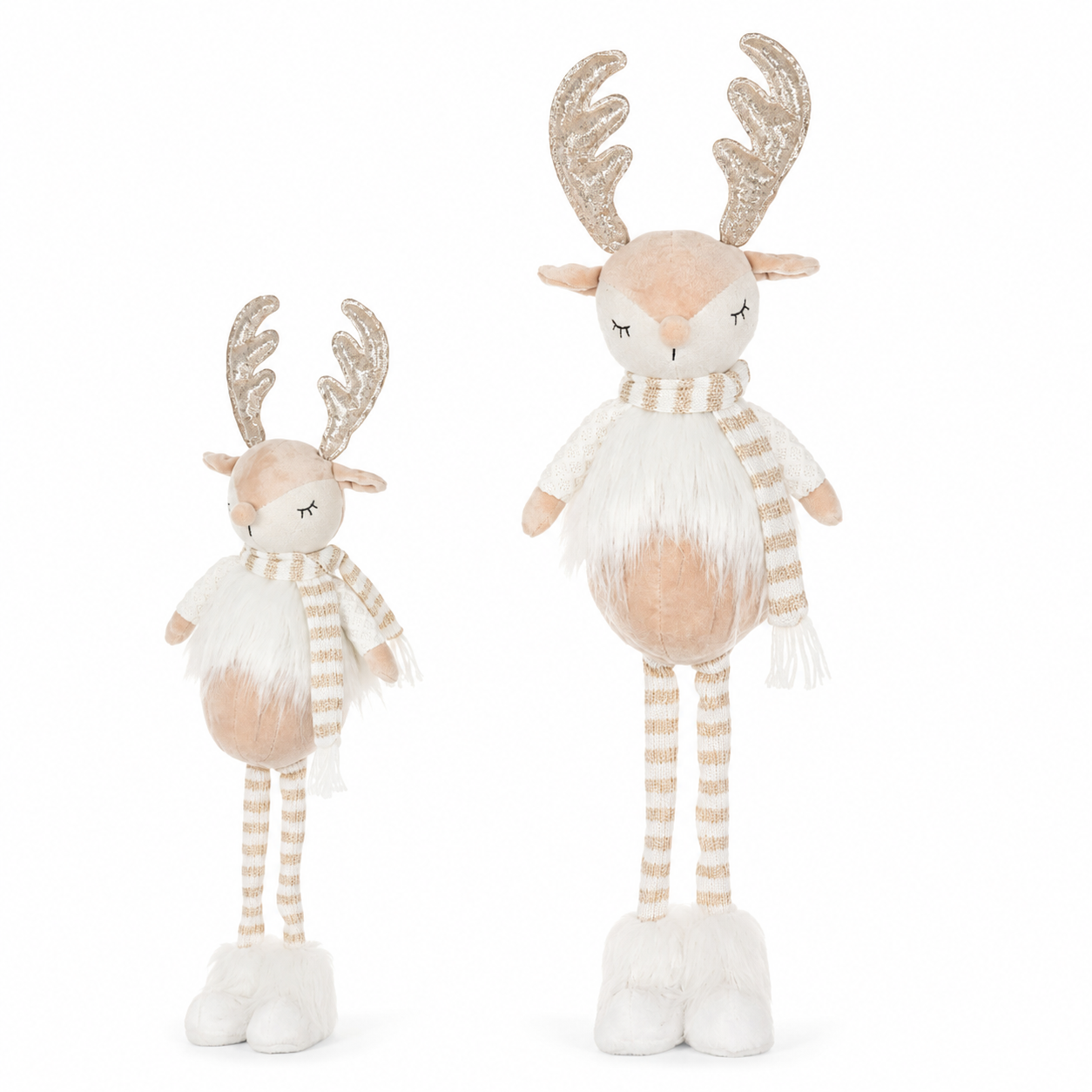 Boneco Natal Rena em Pé Champanhe 46 cm