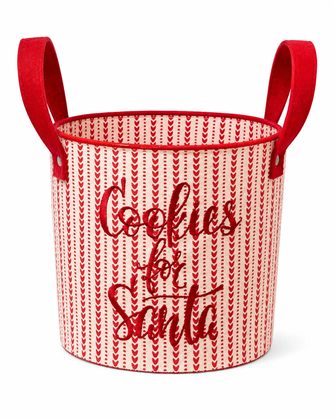 Natal Cesto Metal com Alças Candy Vermelho Branco 17 x 17 x 16 cm