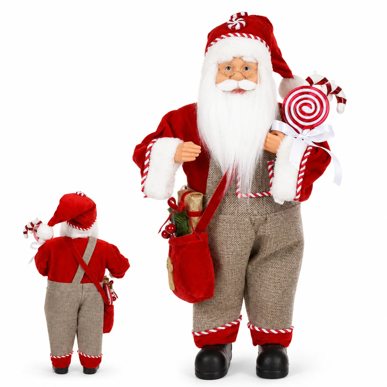 Papai Noel Natal em Pé Vermelho Bege 30 cm