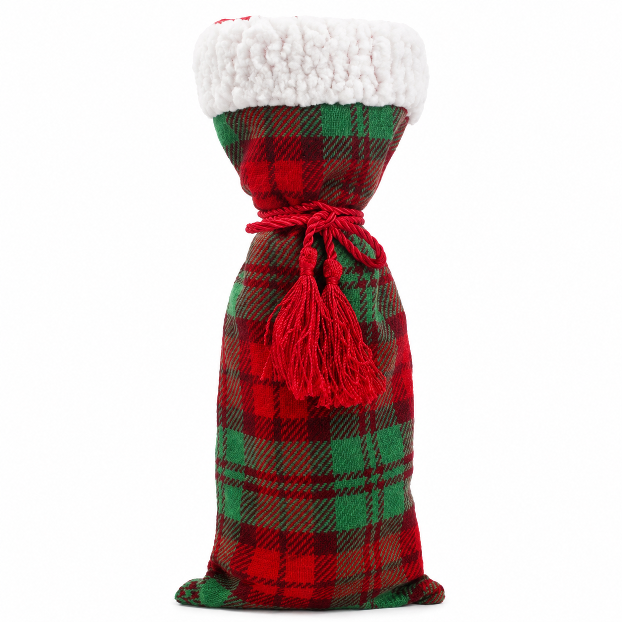 Embalagem para Garrafa Happy Hour Verde Vermelho 36 cm