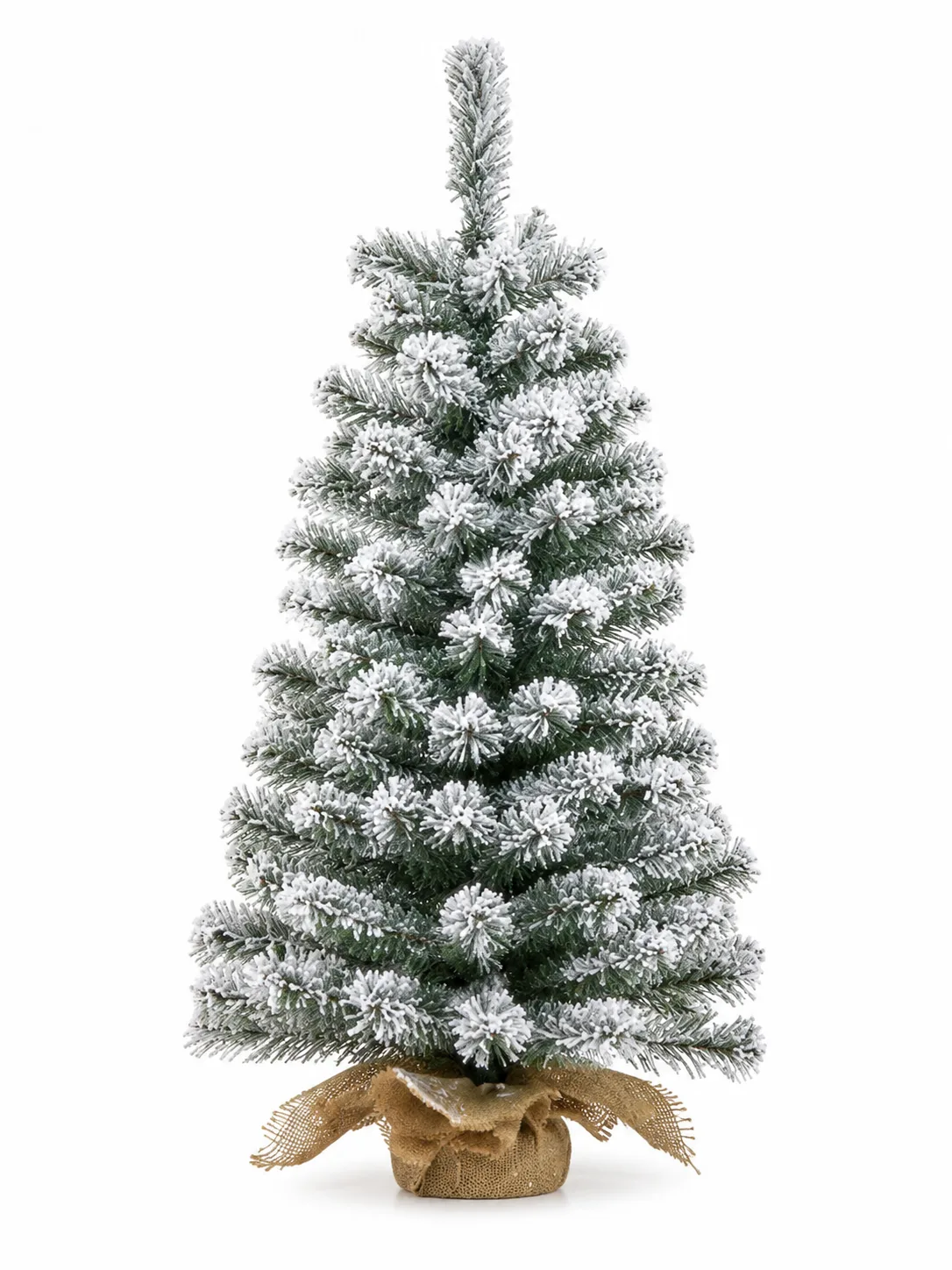 Árvore Natal Nevada com Base Juta 119 Tips Verde 90cm