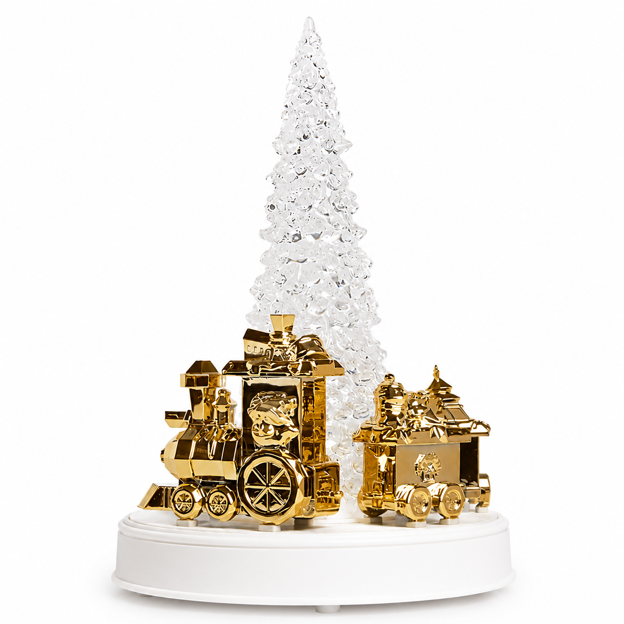Árvore de Natal Rotativa com Trem e LED Ouro Incolor 3AA