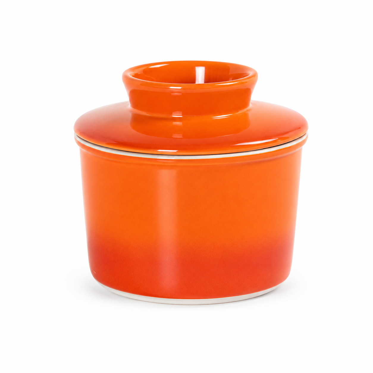 Pote para Manteiga Valentina em Cerâmica Laranja Degradê 10,5 X 19,5 X 11,5 cm